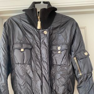 Black Quilted Zip-Front Women's Bomber Jacket